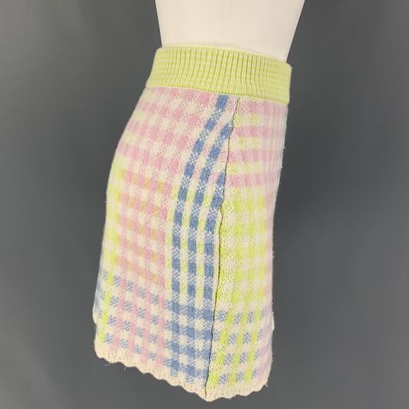 LOVE SHACK FANCY Size XS White & Multi-Color Nylon Blend Plaid A-Line Mini Skirt - Picture 2 of 6